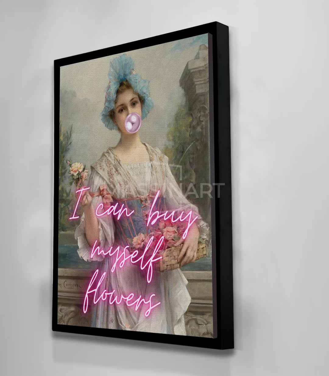 Ambiance décoration — Tableau vintage femme neon rose salon moderne Massinart