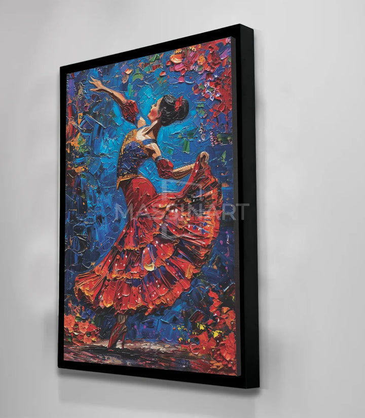 Ambiance salon design — Tableau flamenco rouge-bleu Massinart