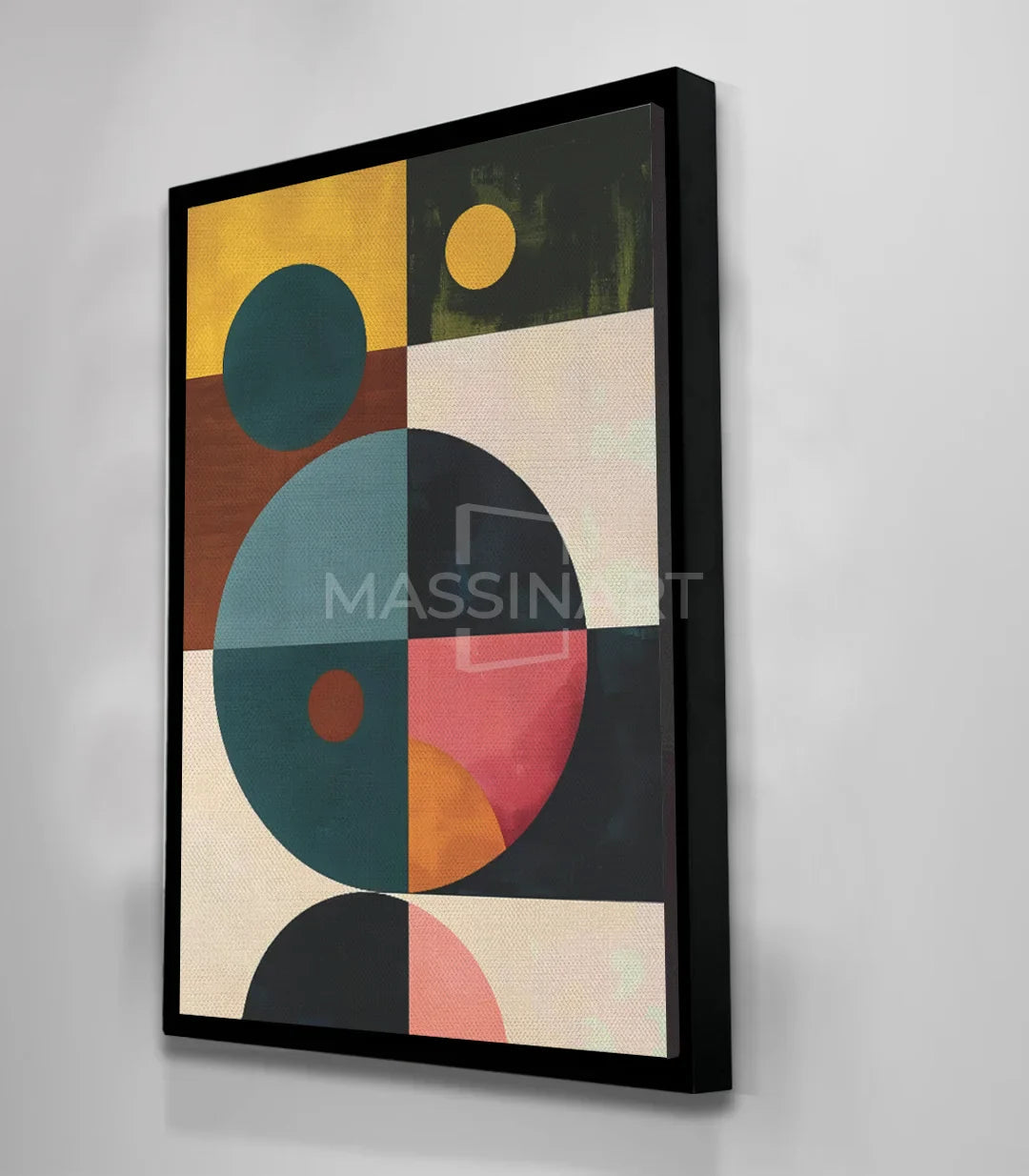 Art contemporain abstrait Massinart — composition minimaliste cercles carrés