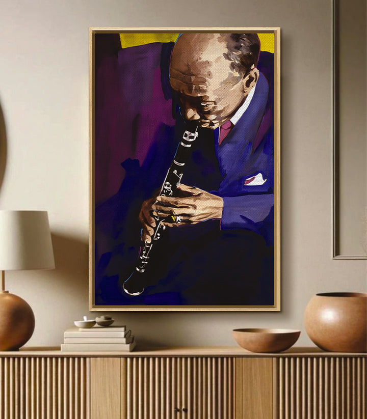 Tableau musicien saxophone pop-art couleurs vibrantes Massinart