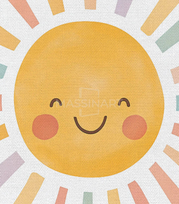 Chambre garçon décorée avec tableau soleil souriant multicolore — Massinart
