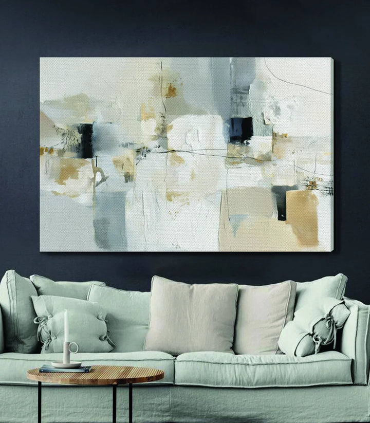 Décoration intérieur Neutral Drift tableau minimaliste mur gris bleu salon — Massinart