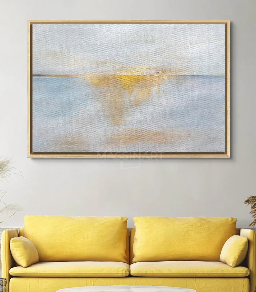 Décoration intérieur Sea Sunrise au-dessus canapé jaune Massinart