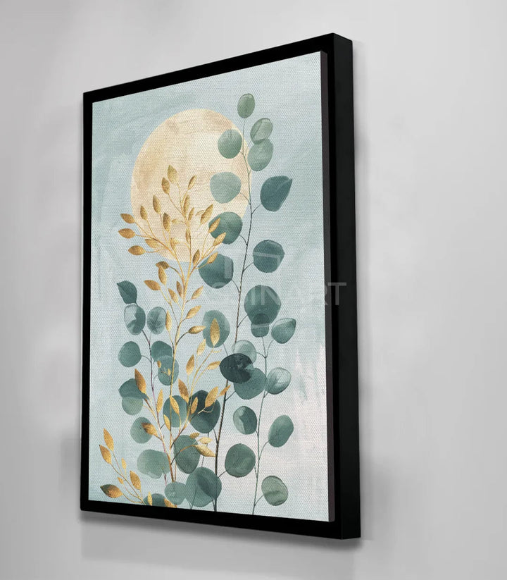 Décoration murale salon marocain — Tableau eucalyptus lune Massinart style contemporain