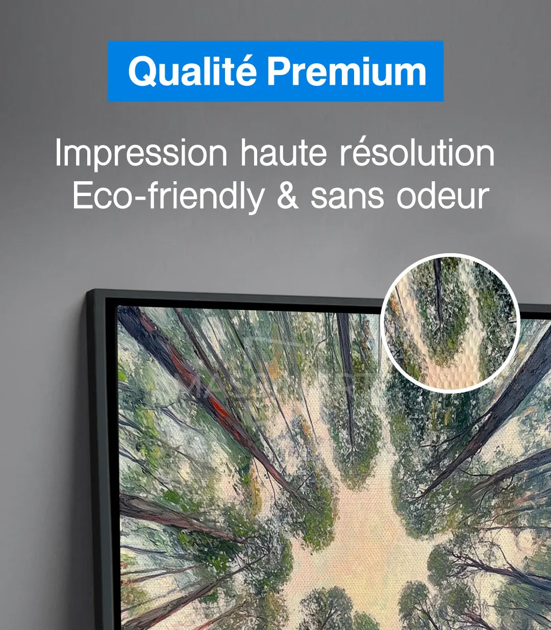 Détail couleurs tableau forêt verte et beige Massinart