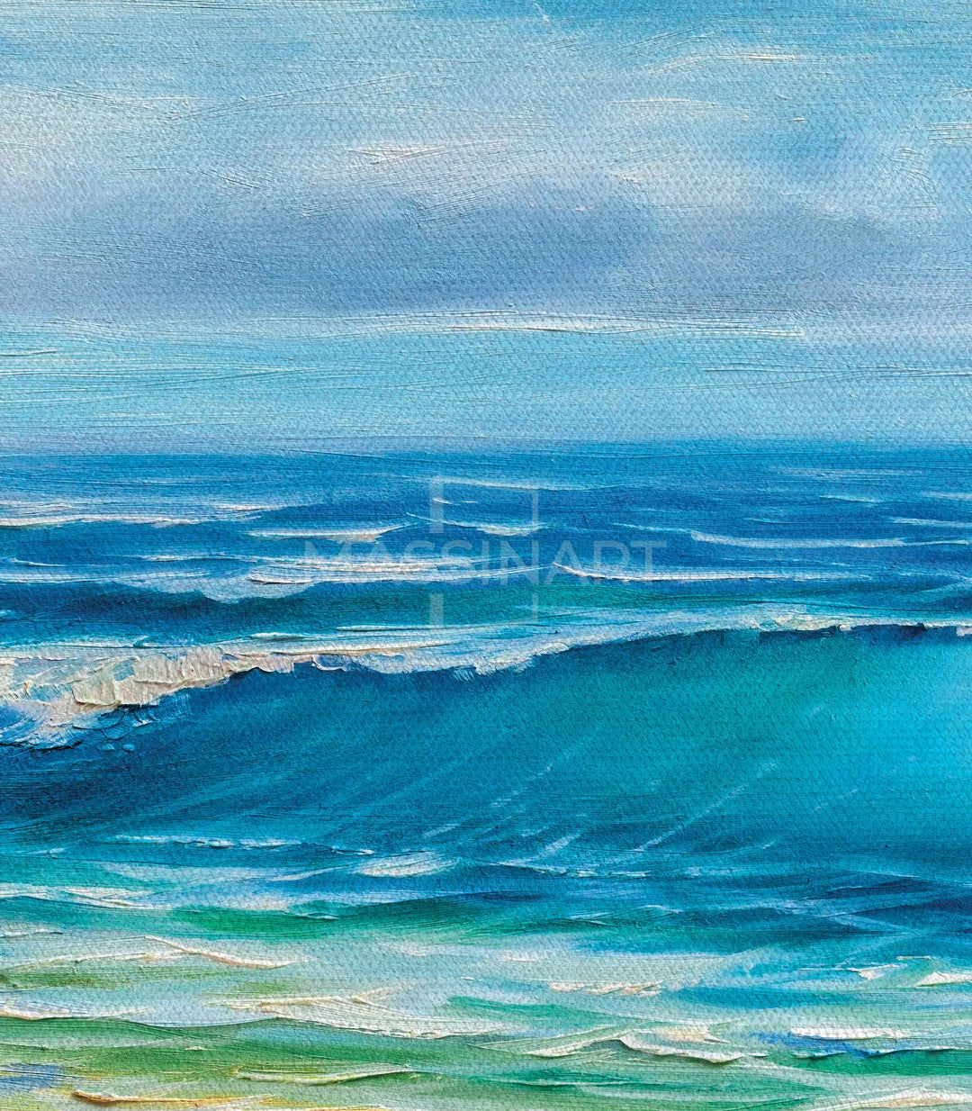 Détail droite tableau — Vagues turquoise et sable naturel Massinart