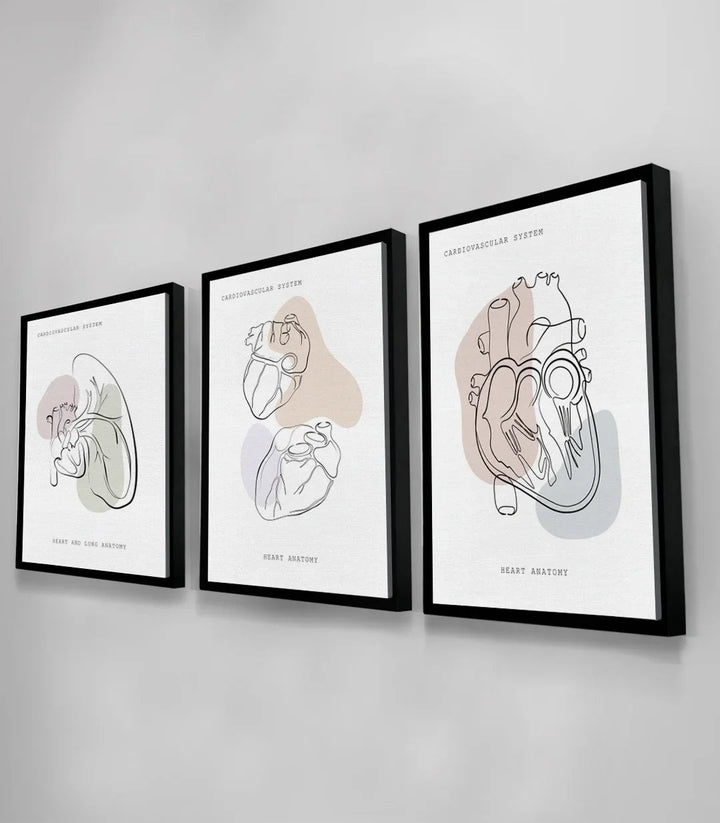 Détail frame center Tableau Heart Anatomy cœur anatomique beige — Massinart