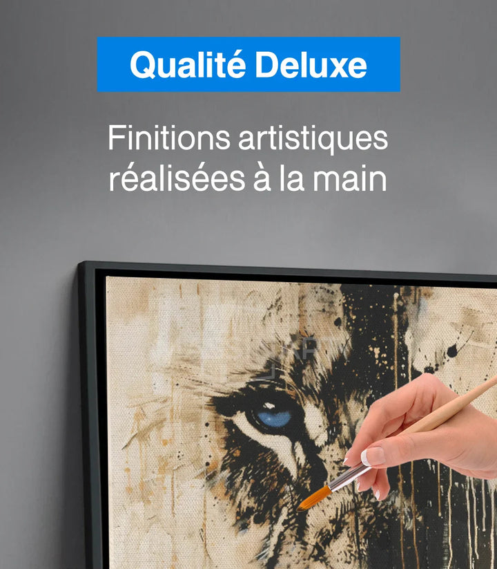Mise en scène bureau contemporain avec tableau lion Hungry Massinart