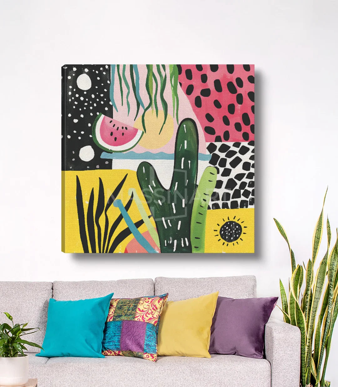 Mise en situation chambre avec tableau pastèque Massinart