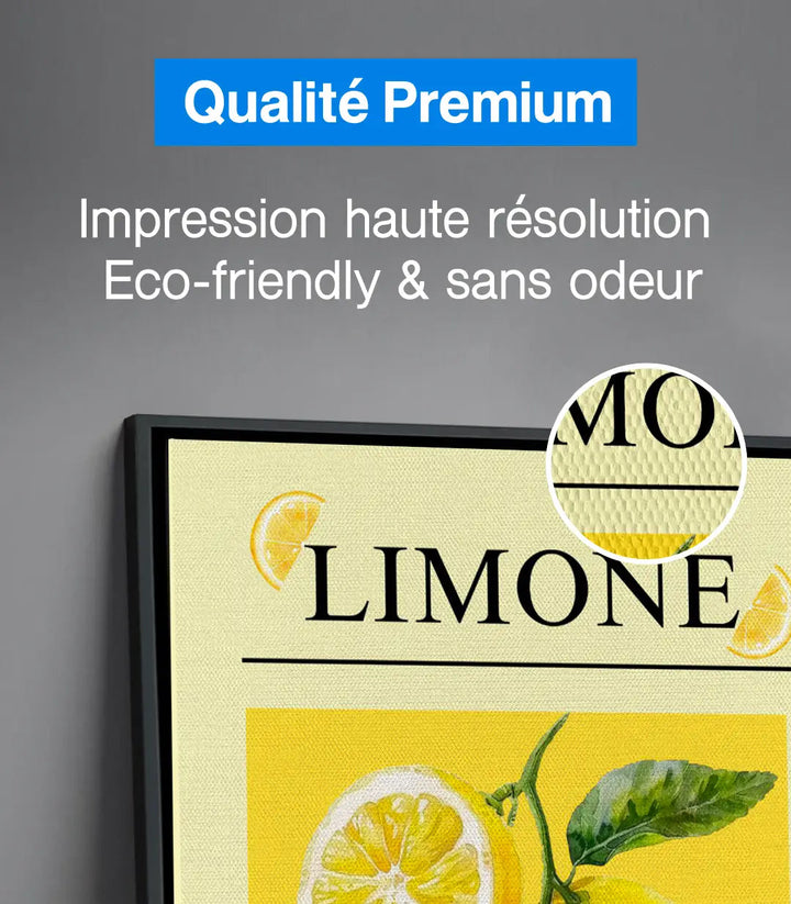 Mise en situation chambre moderne — Tableau Limone Energy décoration murale jaune moutarde Massinart