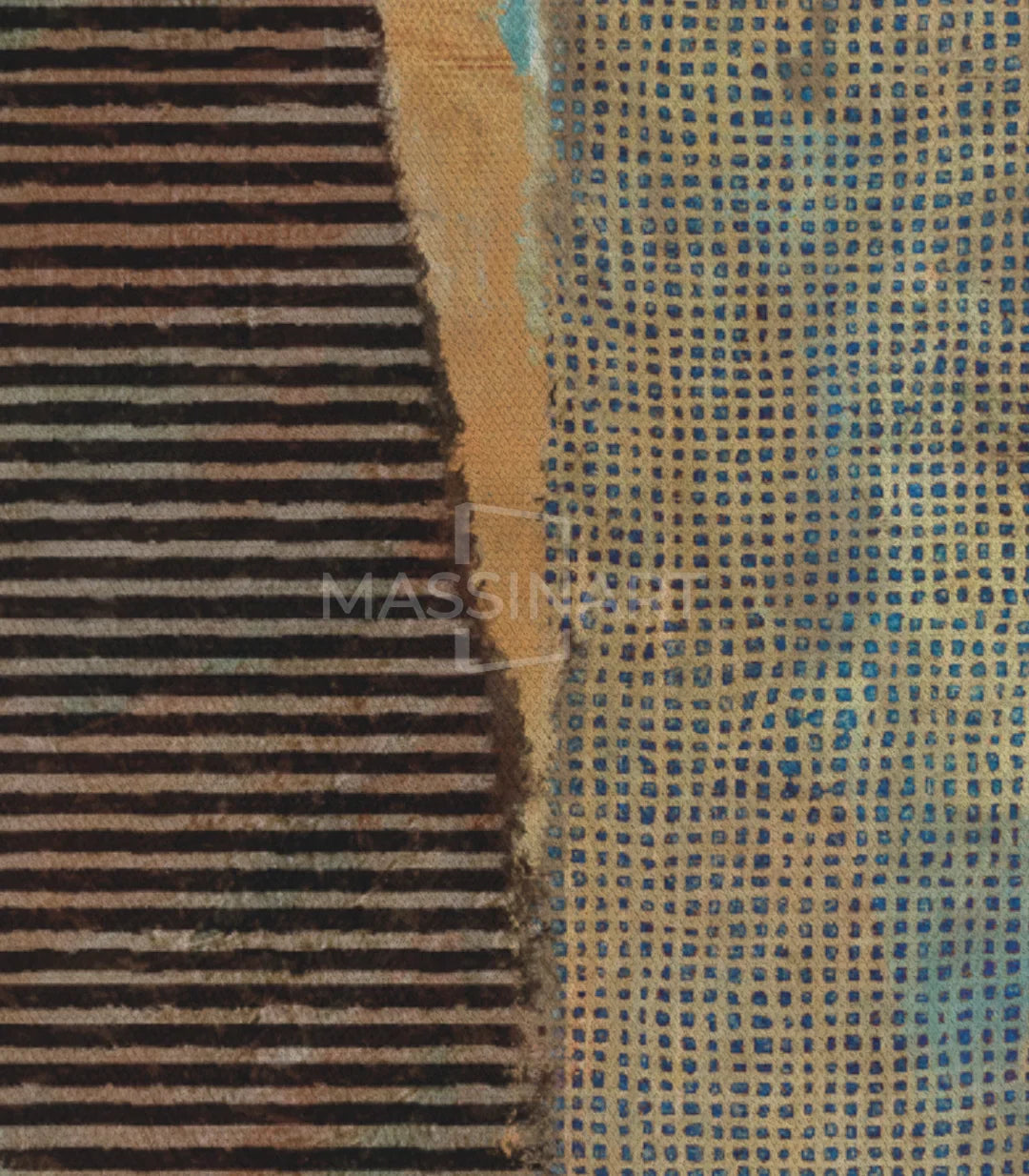 Mise en situation chambre — triptyque Boho Massinart art abstrait minimaliste
