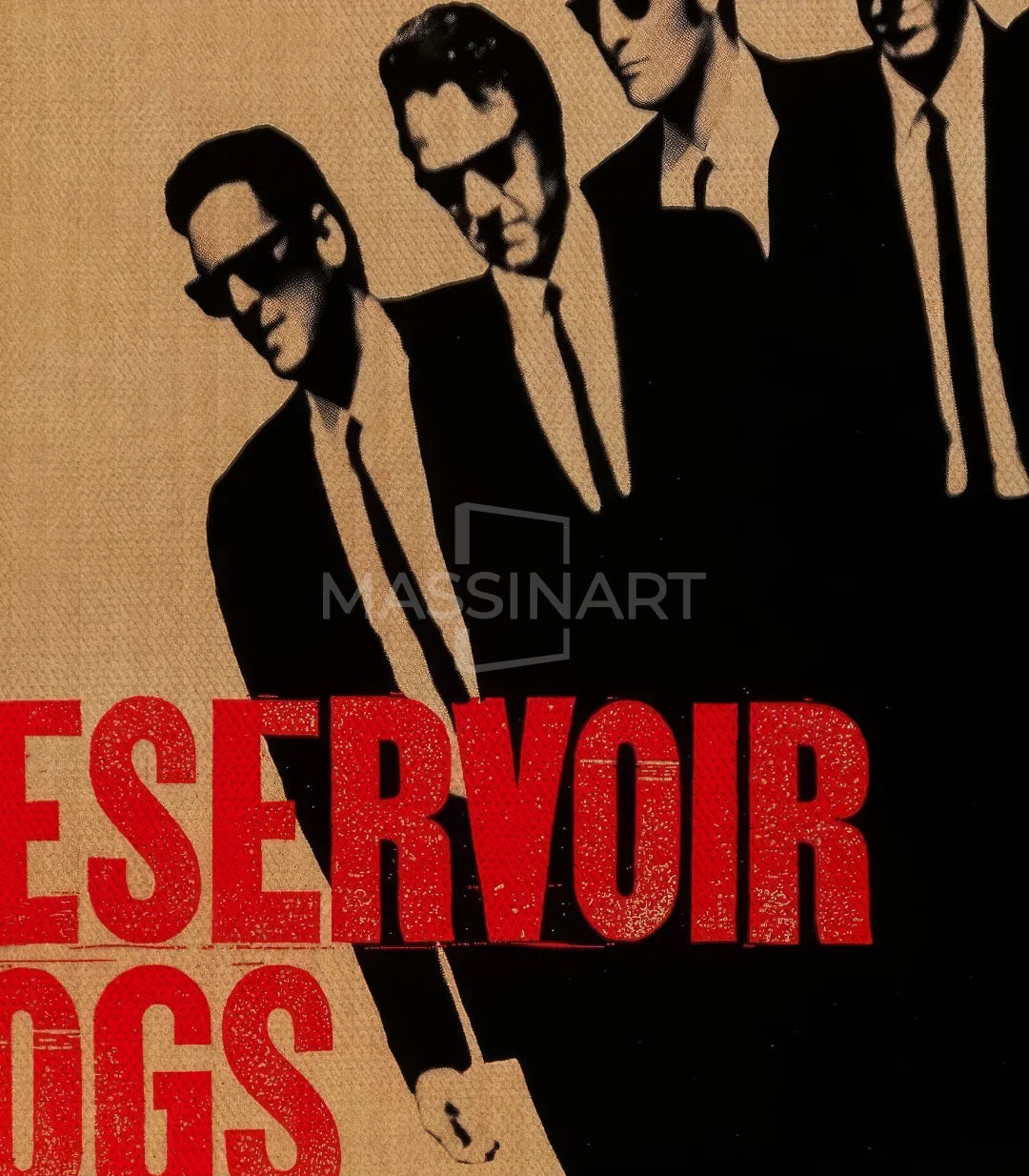 Mise en situation décoration affiche Reservoir Dogs Massinart — cadrage cadre noir