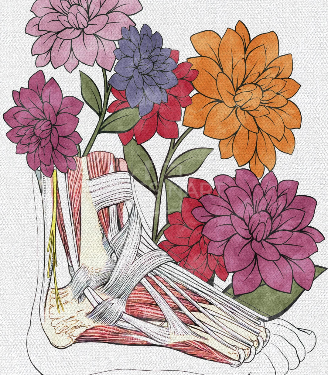 Mise en situation diptyque floral bones décoration mur bois Massinart