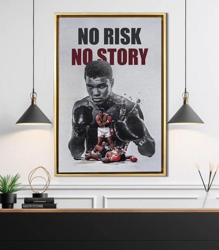 Mise en situation salon moderne Clay Legend Massinart — tableau boxe inspirant au-dessus console
