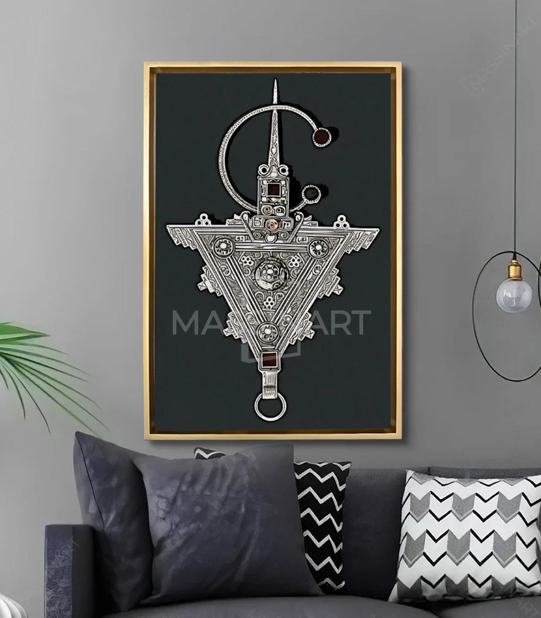 Mise en situation salon moderne Tableau Symbole Amazigh Massinart
