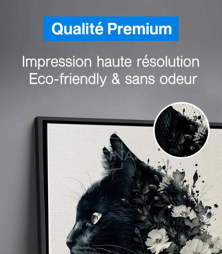 Mise en situation Tableau Feline Blossom chambre décoration Massinart