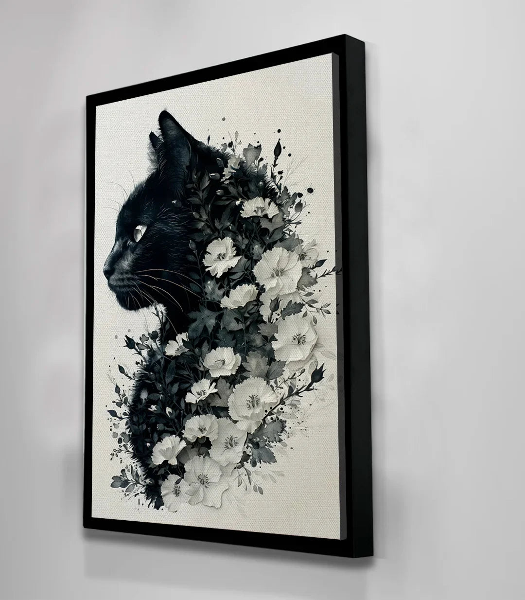 Mise en situation Tableau Feline Blossom mur salon Massinart