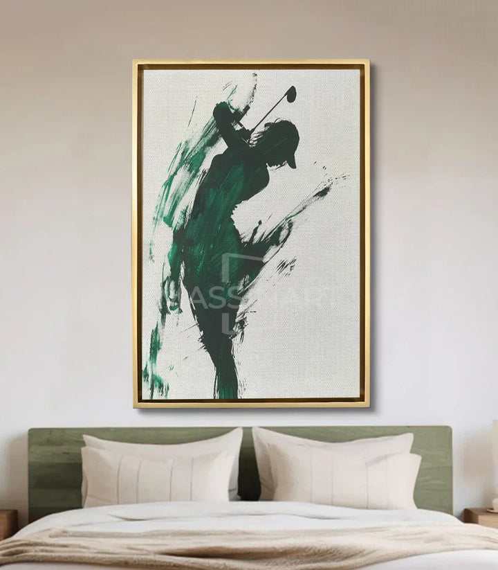 Mise en situation tableau Release au-dessus lit chambre décoration intérieur - Massinart