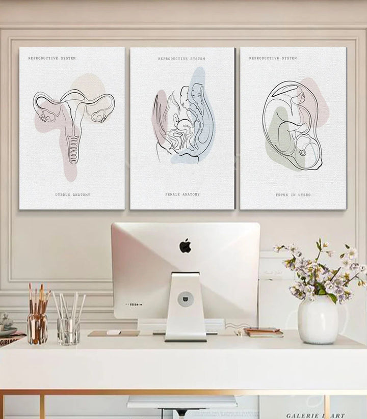 Mise en situation triptyque Womb Essence décoration bureau moderne Massinart