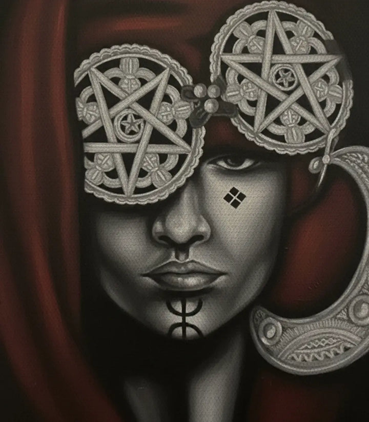 Tableau Berber Empress détail couleurs noir blanc bordeaux Massinart