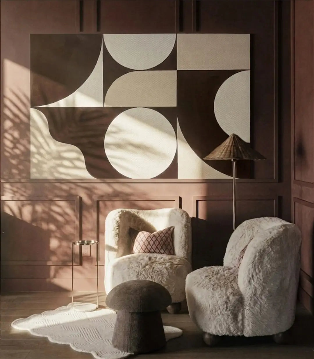 Simulation chambre à coucher Tableau Spheres Massinart — tableau horizontal géométrique