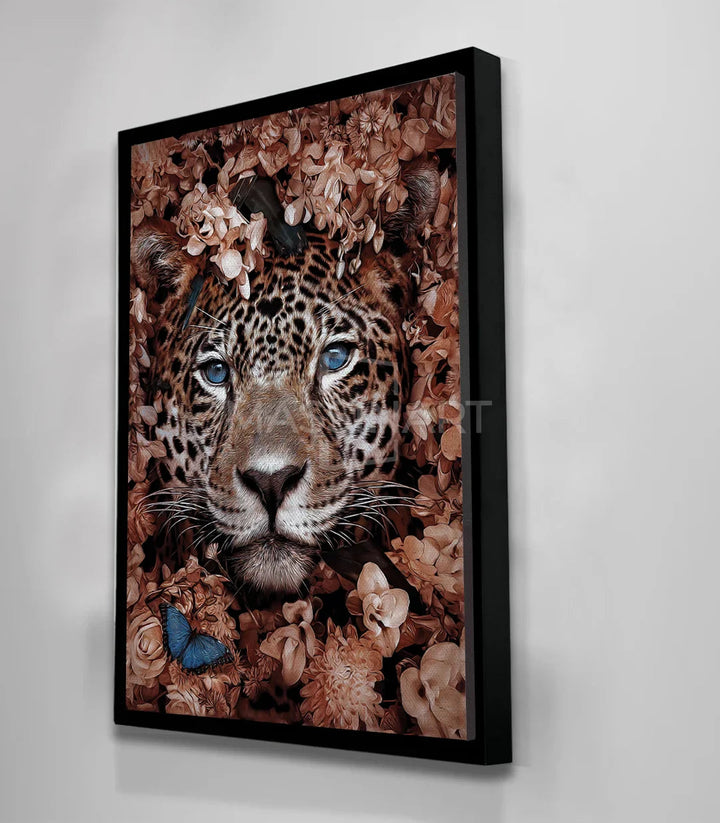 Style décoration intérieur Wild Jaguar tableau jaguar floral Massinart