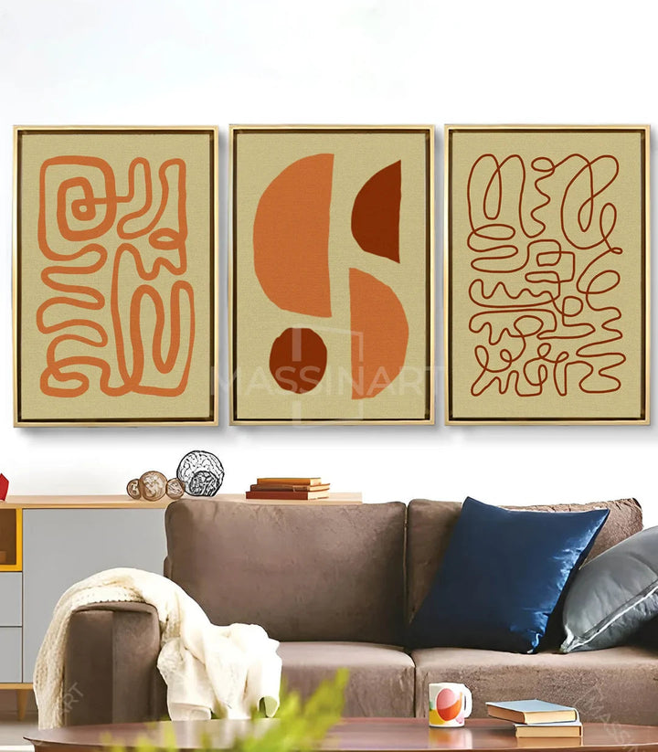 Tableau abstrait Rustic Impressions volet 2 — composition formes arrondies Massinart