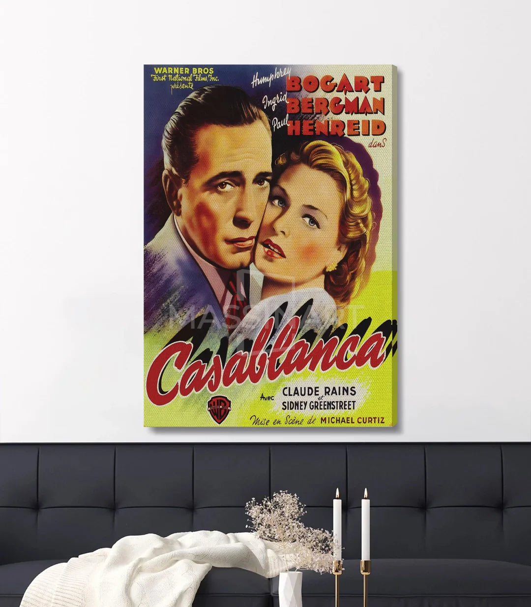 Tableau affiche cinema vintage Casablanca wall art Massinart
