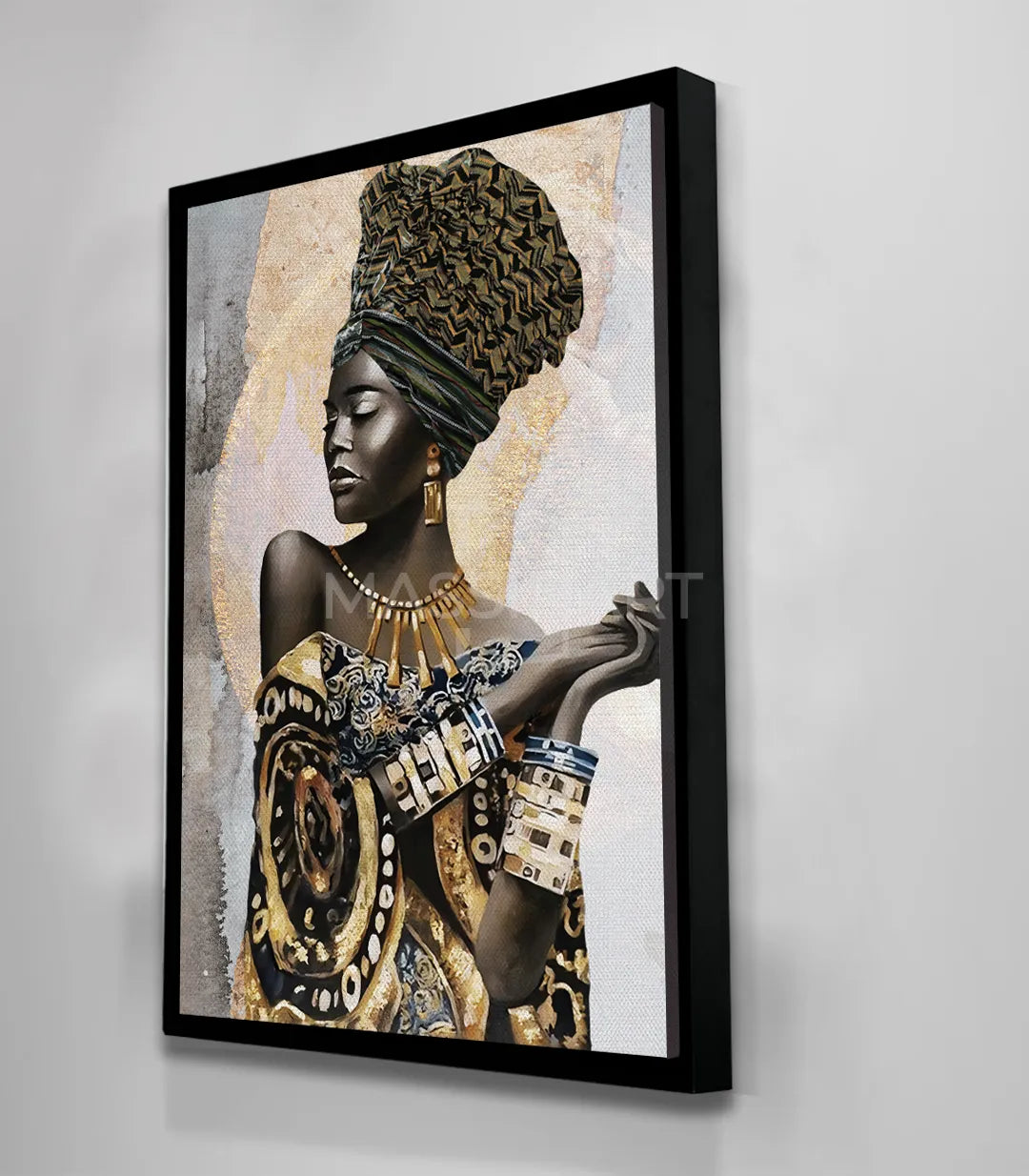 Tableau African Queen portrait femme noire coiffure traditionelle Massinart