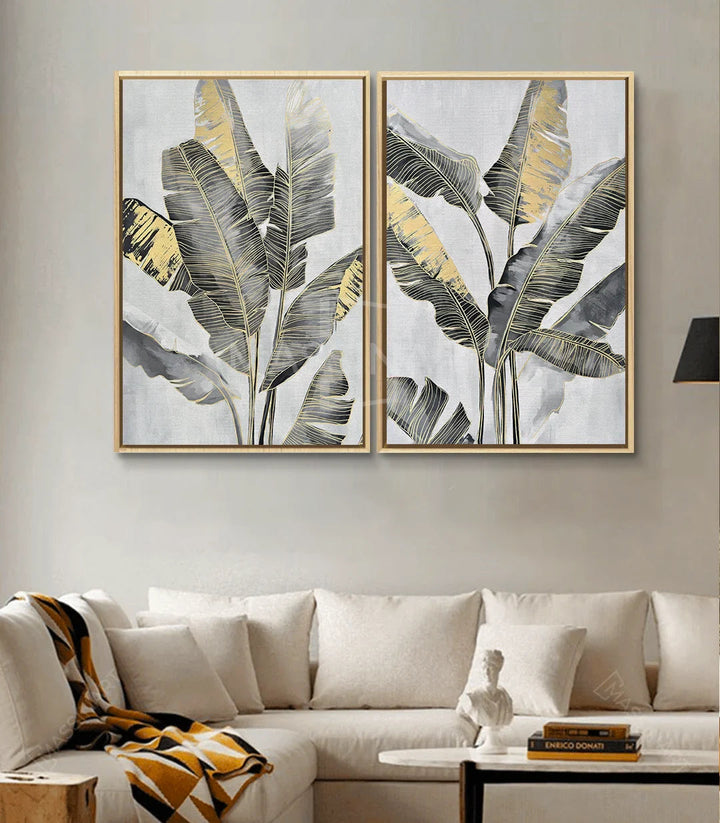 Tableau Banana Leaves Massinart — emballage livraison prêt à accrocher