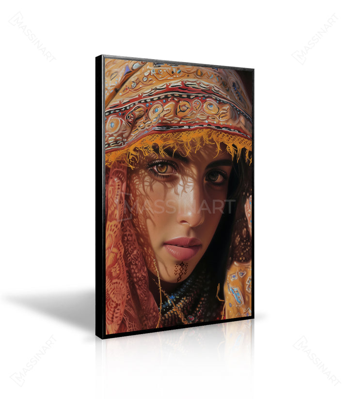 Décoration intérieur portrait féminin coiffure marocaine palette chaleureuse — Massinart
