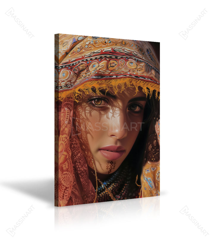 Detail close-up tableau portrait femme Amazighe expression regard — Massinart