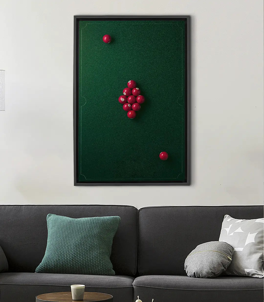 Tableau billard boules rouges tapis vert — Massinart