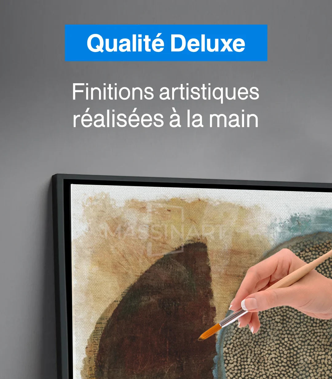 Tableau Boho triptyque Massinart — composition abstraite minimaliste cadre noir