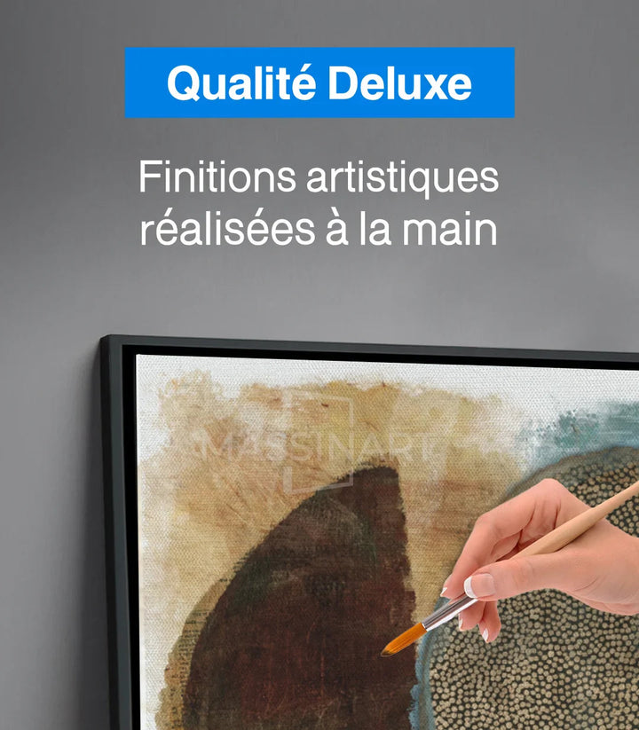 Tableau Boho triptyque Massinart — composition abstraite minimaliste cadre noir