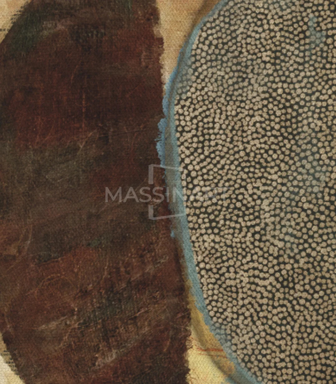 Tableau Boho triptyque Massinart — formes géométriques organiques texturées