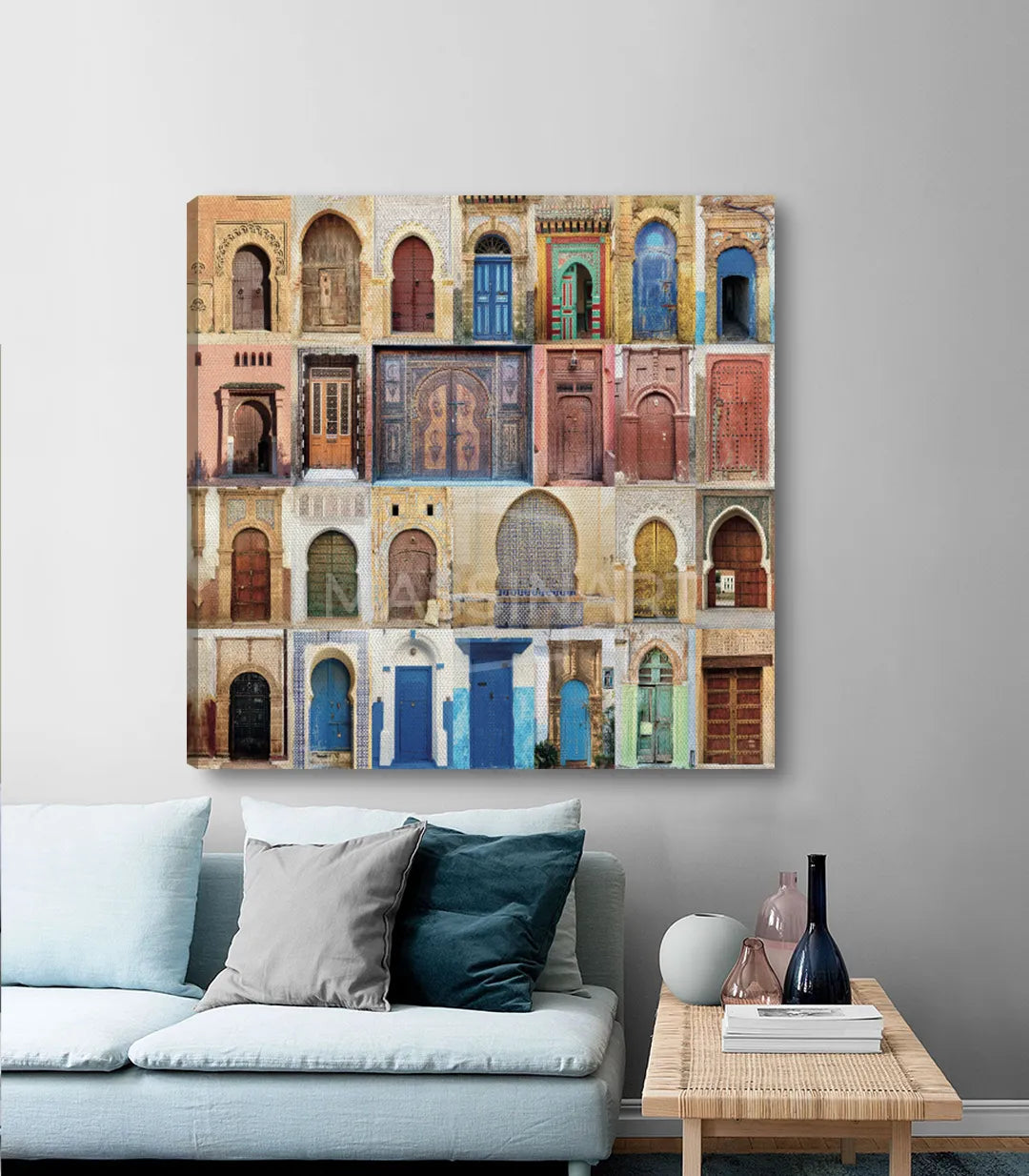 Tableau carré Entrées du Maroc, décoration intérieur salon marocain — Massinart