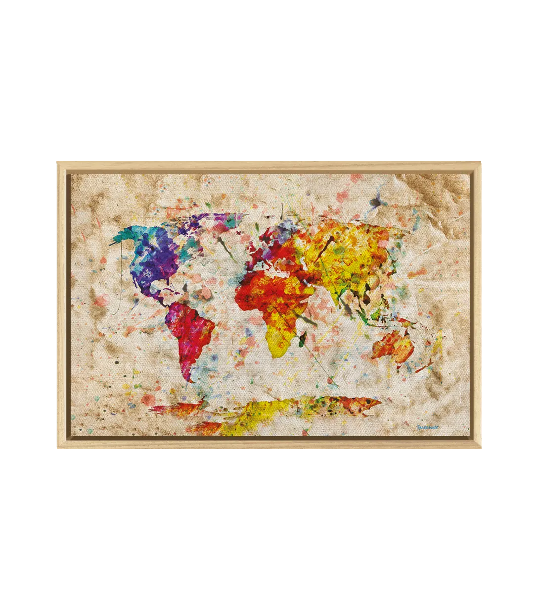 Tableau Carte du Monde Colorée Massinart — emballage livraison prêt à accrocher