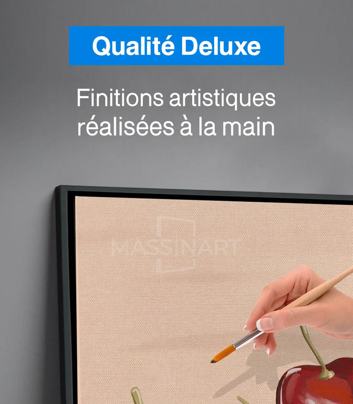 Tableau cerises trio mise en situation mur blanc Massinart