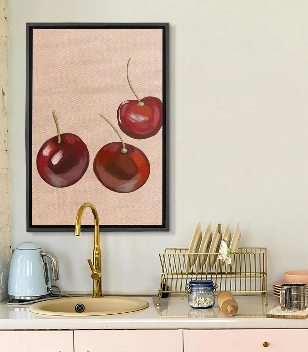 Tableau Cherry Trio cerises rouges nature morte Massinart