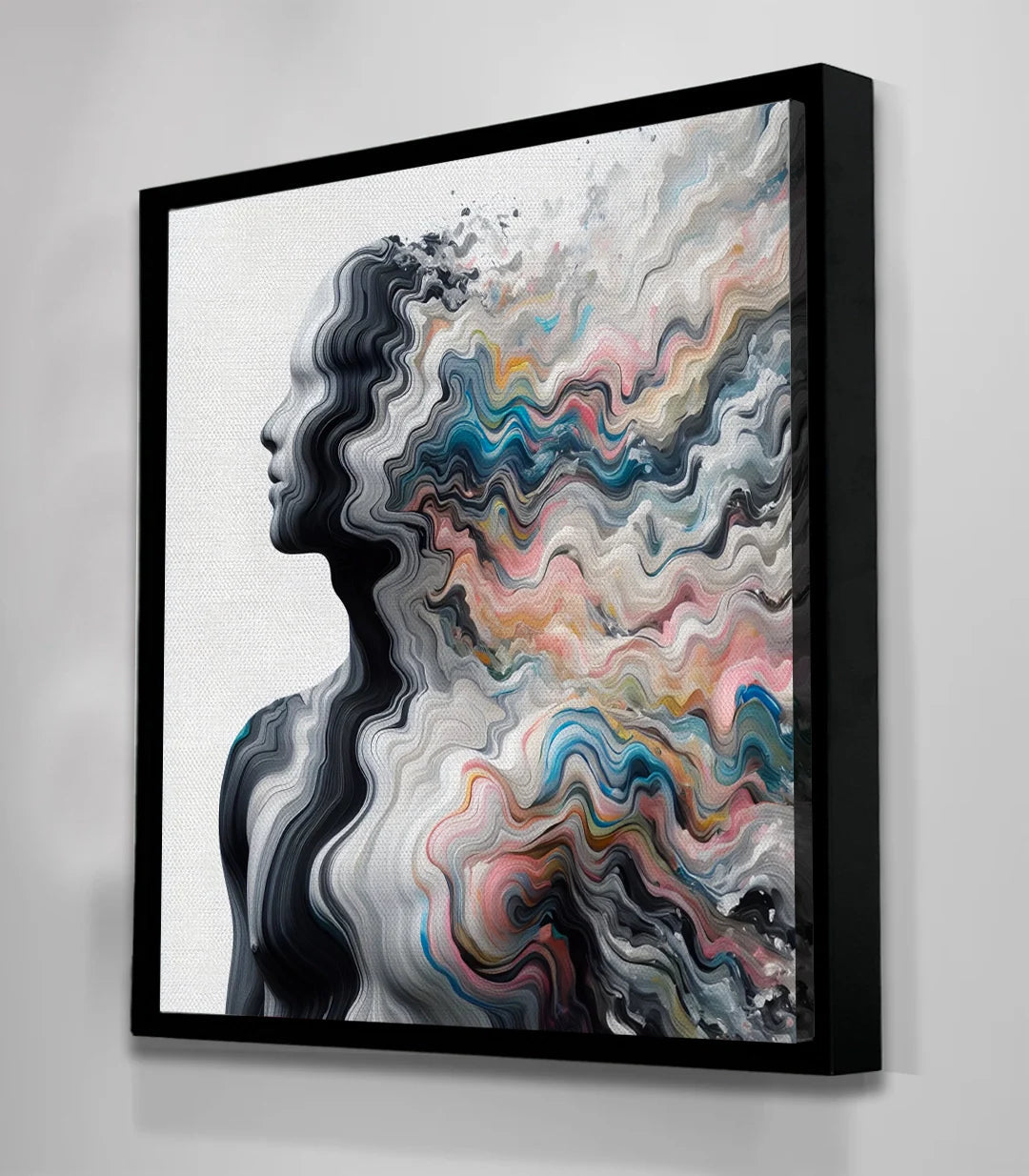 Tableau Color Surge en mise en situation salon moderne Massinart — accrochage mural contemporain
