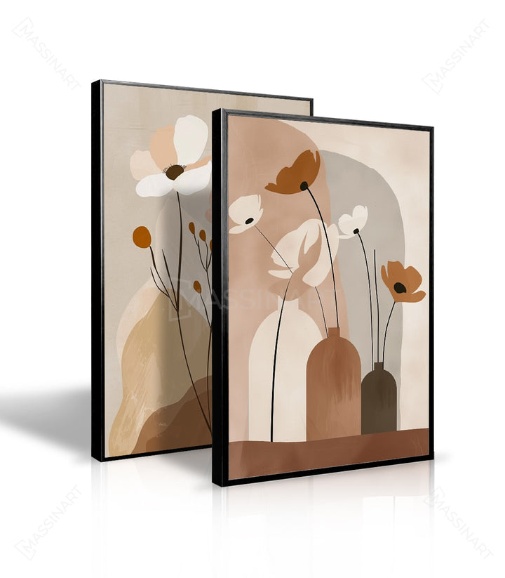 Composition florale minimaliste palette terracotta - Massinart