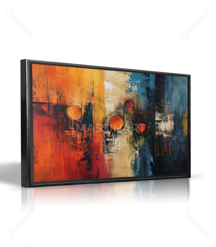 Tableau art abstrait Gravity Massinart — détail des formes géométriques et textures expressionnistes