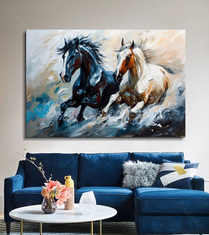 Décoration intérieur mur tableau chevaux dynamique Massinart