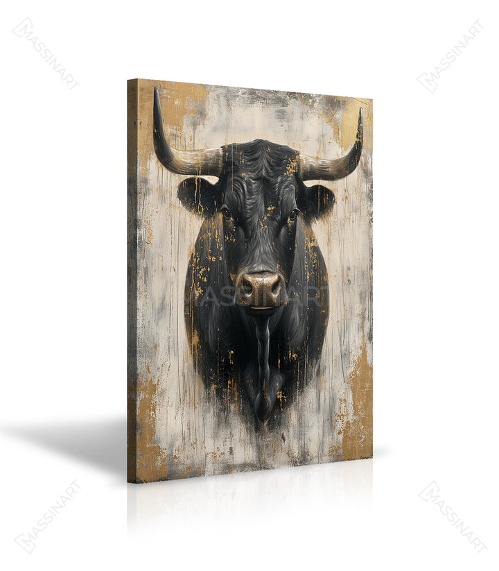 Simulation chambre tableau taureau noir et beige — Massinart