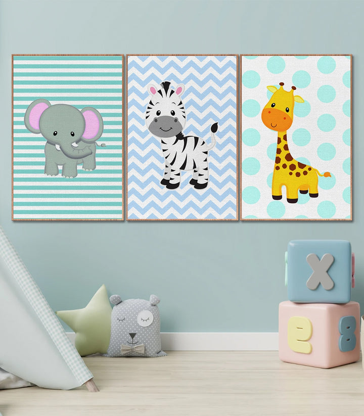 Tableau zèbre noir et blanc sur fond chevron bleu — Massinart