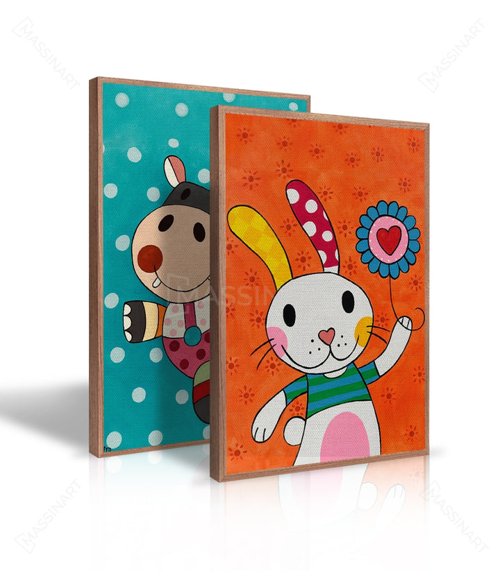 Mise en situation décoration intérieur chambre tableau Happy — panneaux enfant Massinart
