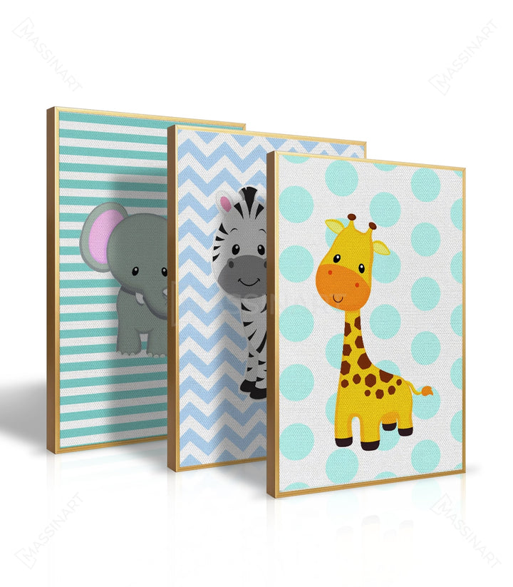 Simulation chambre fille triptyque animalier Massinart