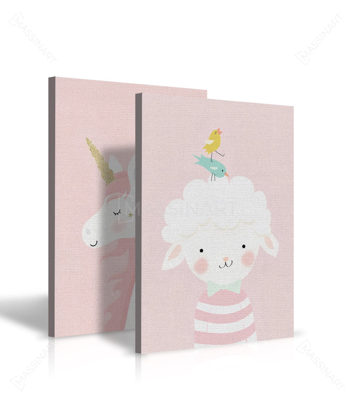 Mise en situation diptyque Cute Animals style chambre bébé
