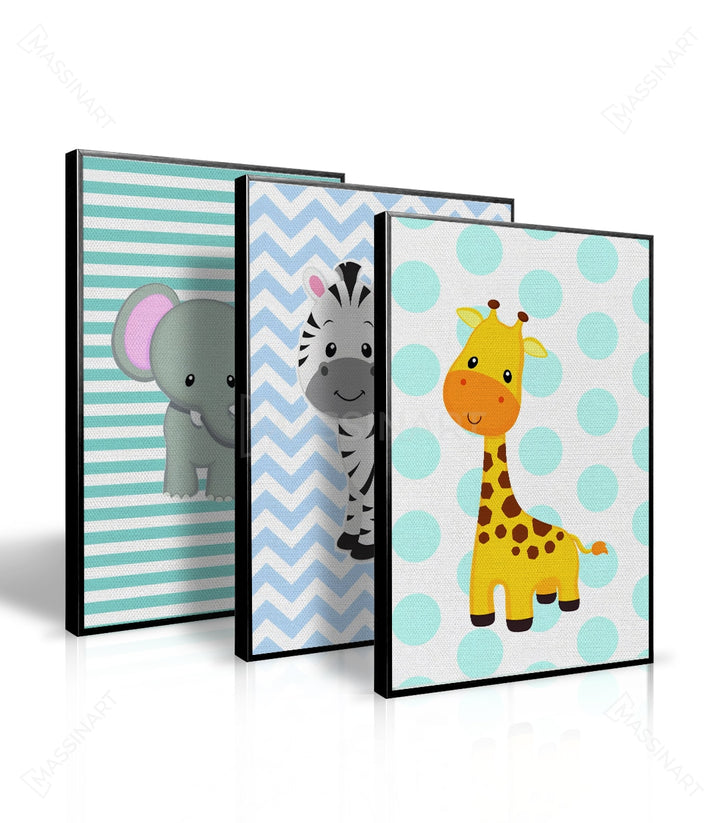 Décoration intérieur chambre enfant triptyque animaux Massinart